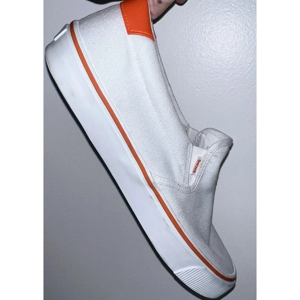(b1/18N)SWIMS Weekender White Canvas Round Toe Low Top Slip On Men's Size 12